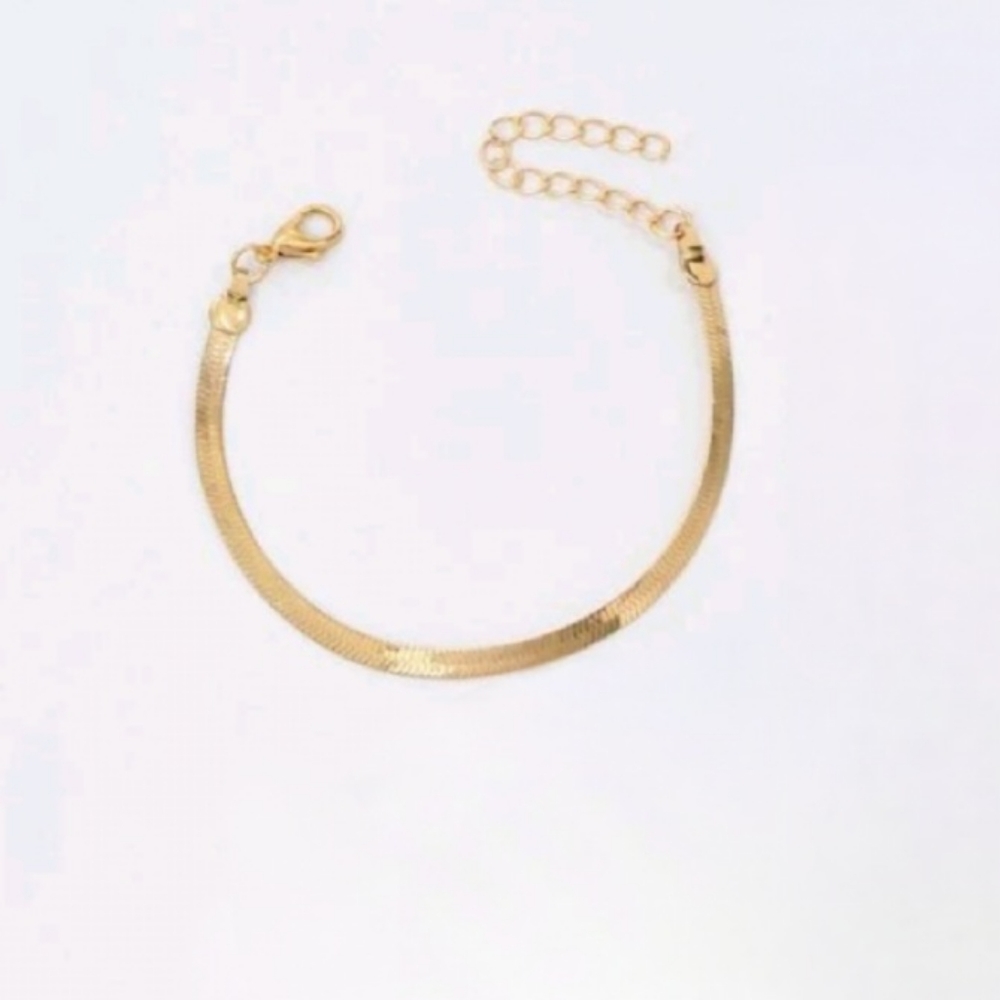 NEW Gold Toned Stainless Steel Herringbone Bracelet